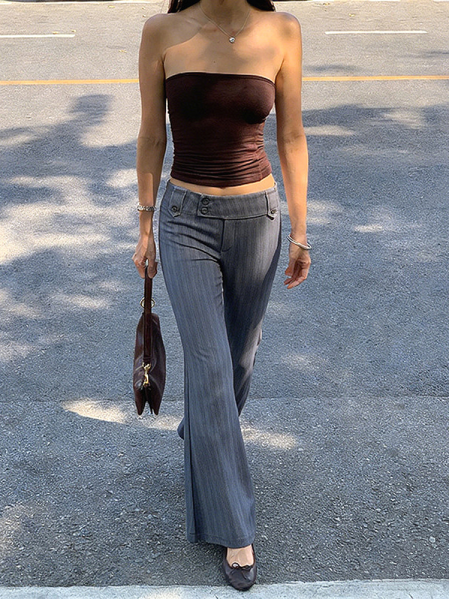 Vintage Striped Flared Pants for Casual Wear