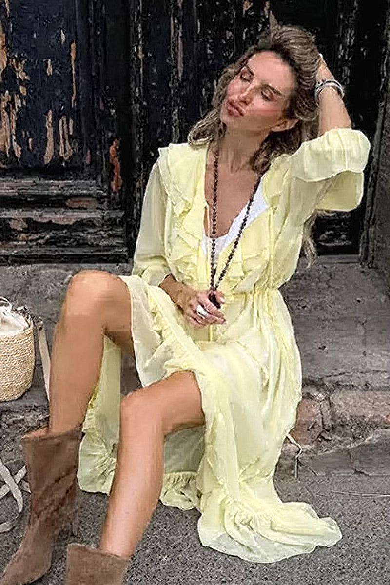 Elegant Chiffon Ruffle Dress for Women