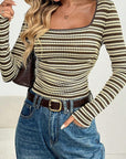 Fashionable Striped Long Sleeve T-Shirt for Women