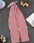 Stylish Striped Backless Jumpsuit for Women