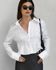 Elegant Pleated Waist Blouse for Women