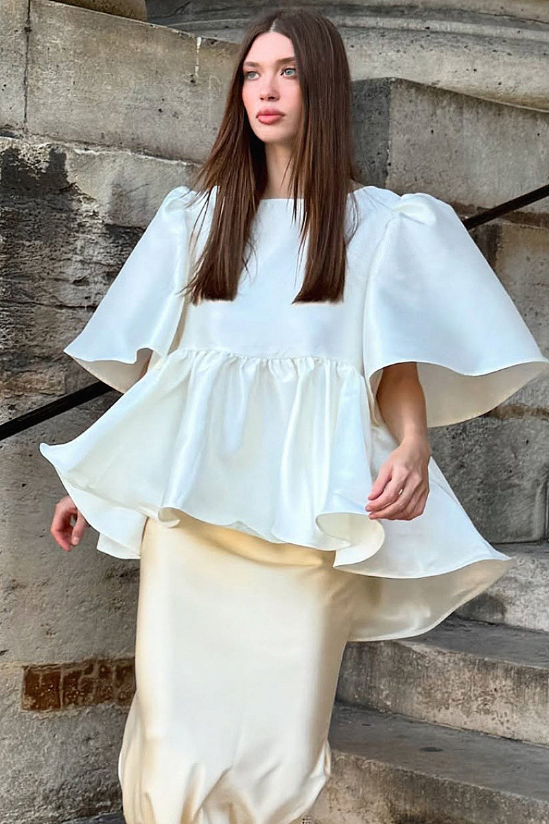 Elegant Ruffled Satin Blouse for Women