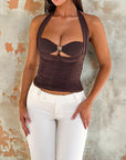 Fashionable Halter Top with Metal Ring