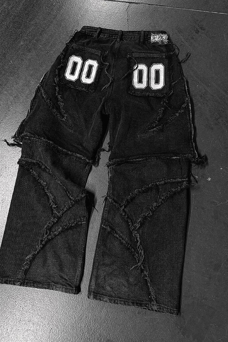 Vintage Patchwork Loose Denim Pants