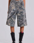 Retro Street Style Camouflage Print Loose Jeans