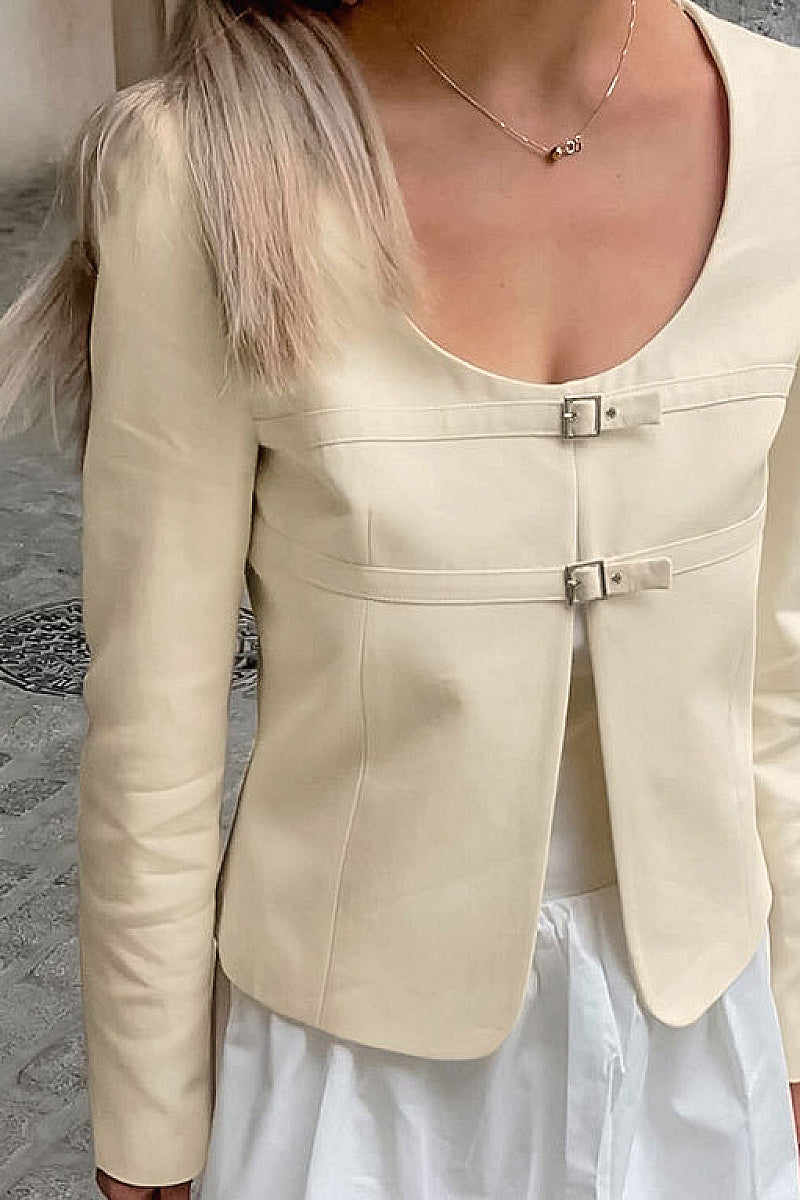 Chic Beige Short Blazer for Women