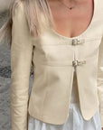 Chic Beige Short Blazer for Women