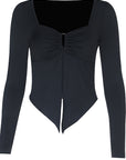 Basic Long Sleeve Button Top for Women