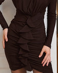 Elegant Ruffled Knit Dress for Women