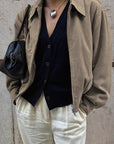 Suede Jacket for Women in Khaki
