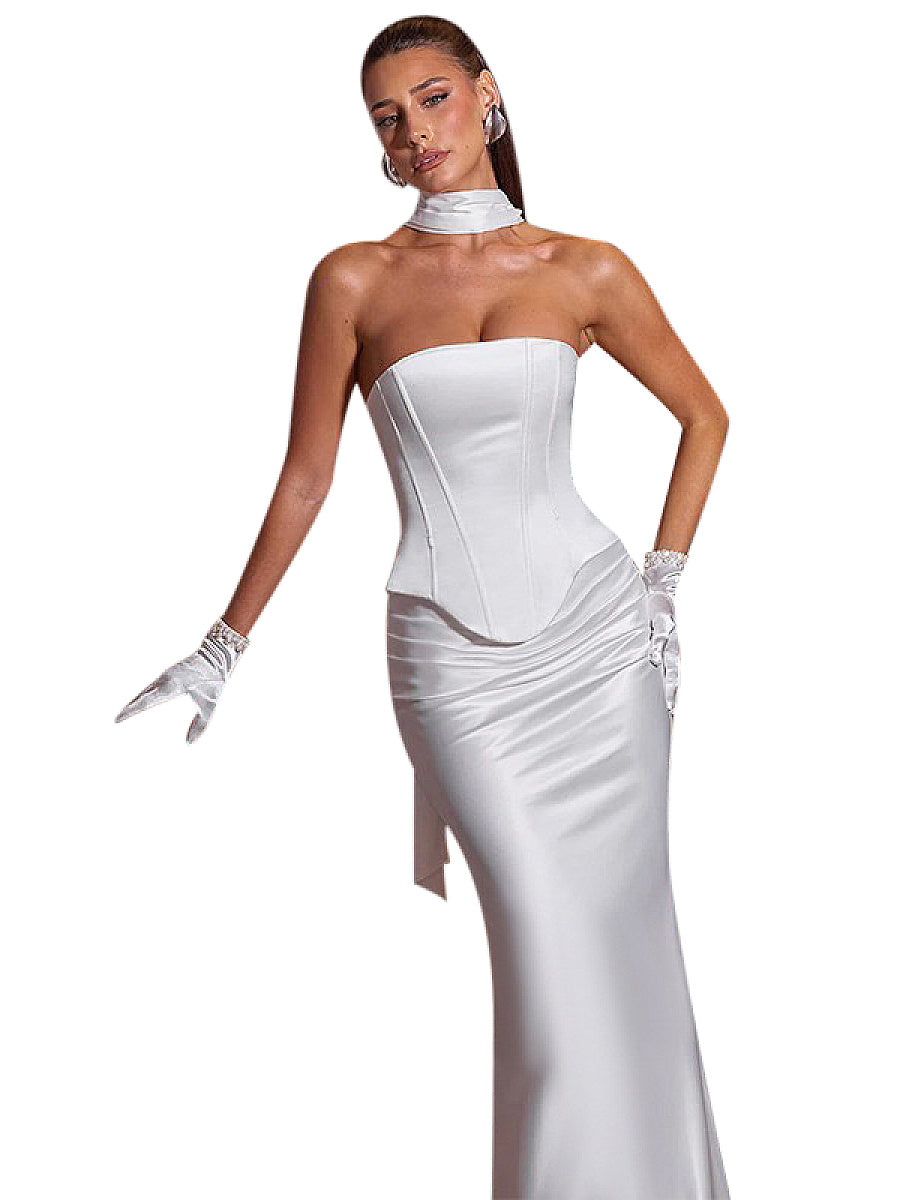 Stylish Slim Fit Square Neck Top and Skirt Set