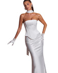 Stylish Slim Fit Square Neck Top and Skirt Set