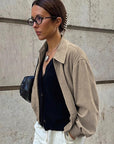 Suede Jacket for Women in Khaki