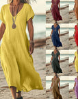 Comfortable V-Neck Midi Dress for Women