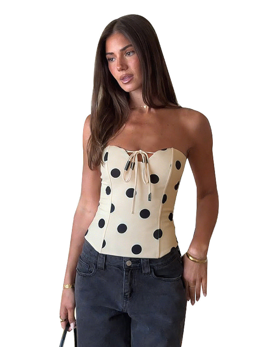 Summer Sexy Polka Dot Strapless Top