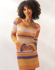 Autumn New Sexy Hollow Striped Knit Dress