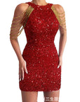 2026 Spring Summer Fashion Sexy Crystal Chain Bodycon Dress