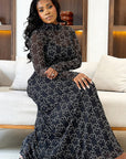 Fashionable High Neck Long Sleeve A-Line Dress