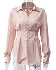 SHEIN Autumn Long Sleeve V-Neck Button Shirt