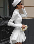 French Style Long Sleeve A-Line Dress for Women