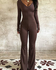Trendy Long Sleeve Zip Jumpsuit for Running