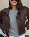 Vintage Short Leather Jacket for Women