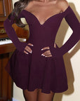 Elegant Slim Fit A-Line Long Sleeve Dress