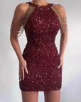 2026 Spring Summer Fashion Sexy Crystal Chain Bodycon Dress