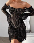 French Lace Off-Shoulder Dress for Autumn