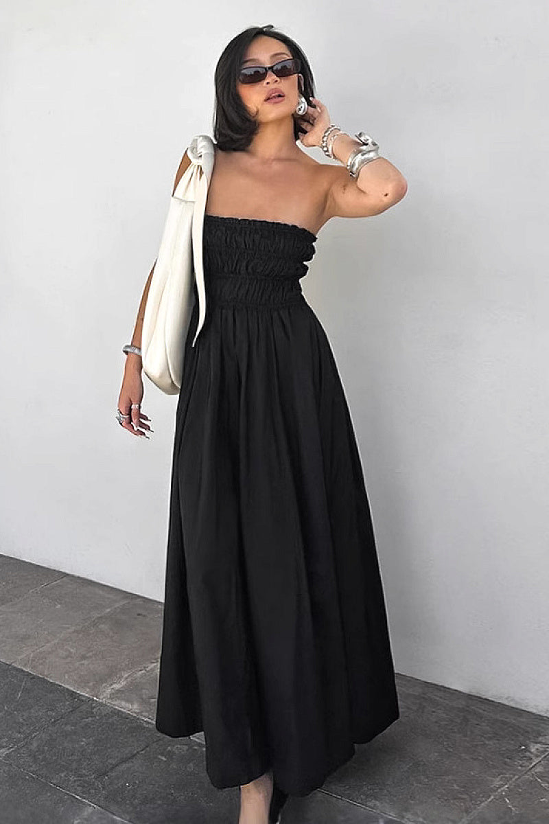 Elegant Black Strapless A-Line Dress for Women