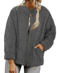 Solid Color Stand Collar Cotton Jacket for Women