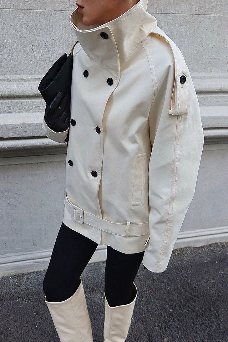 Fashionable Short Double-Breasted Coat for Autumn and Winter