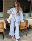 Autumn New Plaid Ruffle Casual Set for Women