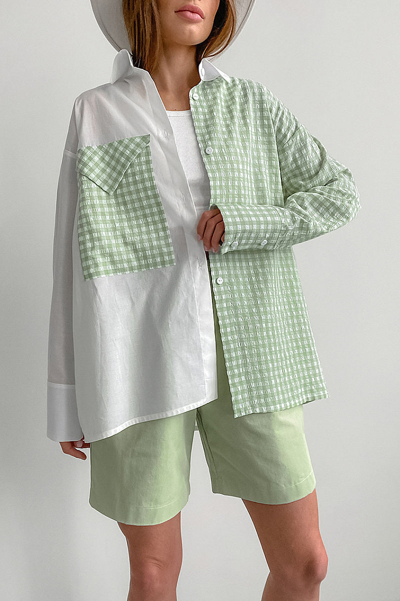 Stylish Patchwork Plaid Shirt for Casual Autumn Wear