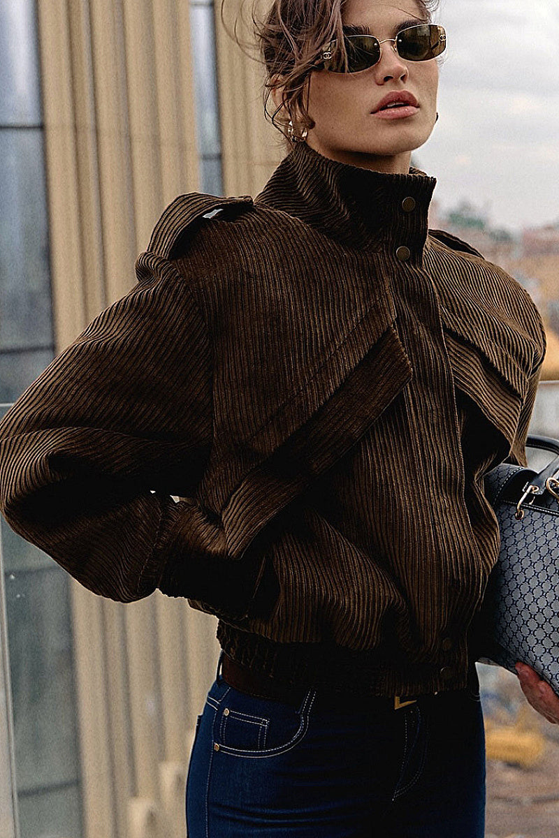 Winter New Brown Motorcycle Jacket for Women