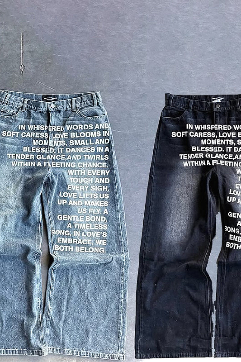 Vintage American Pattern Denim Shorts for Men