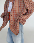 Loose Vintage Plaid Long Sleeve Shirt for Women