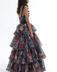 Stylish Floral Print Strapless Dress Set