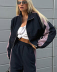 Trendy Color Block Casual Sports Suit