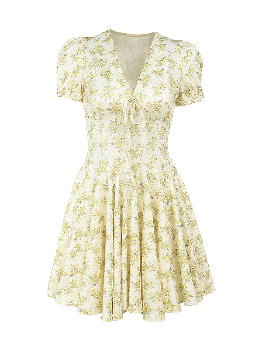 Fashion Floral V-Neck Dress for Summer