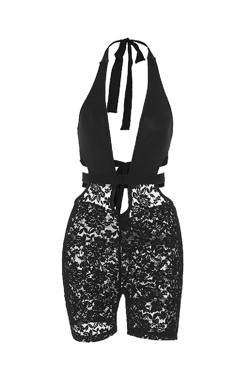 Spring New Sexy Lace Deep V Jumpsuit