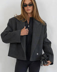 Vintage Grey Short Sleeve Blazer for Women