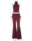 Stylish Halter Neck Backless Two-Piece Set
