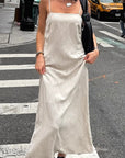 Chic Khaki Cotton Linen A-Line Dress