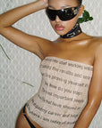 Chic Letter Print Strapless Top for Summer