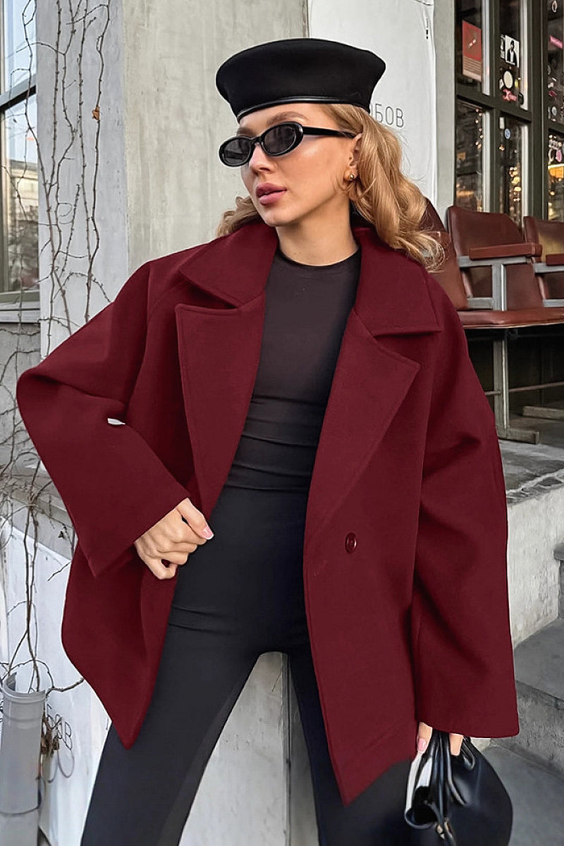 Fashion Vintage Brown Woolen Coat for Women