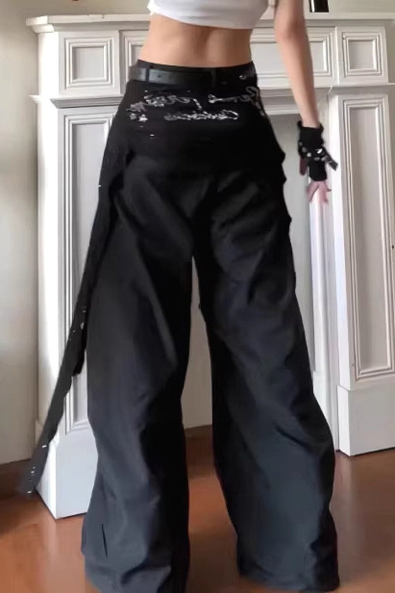 Y2K Street Goth Loose Wide Leg Pants