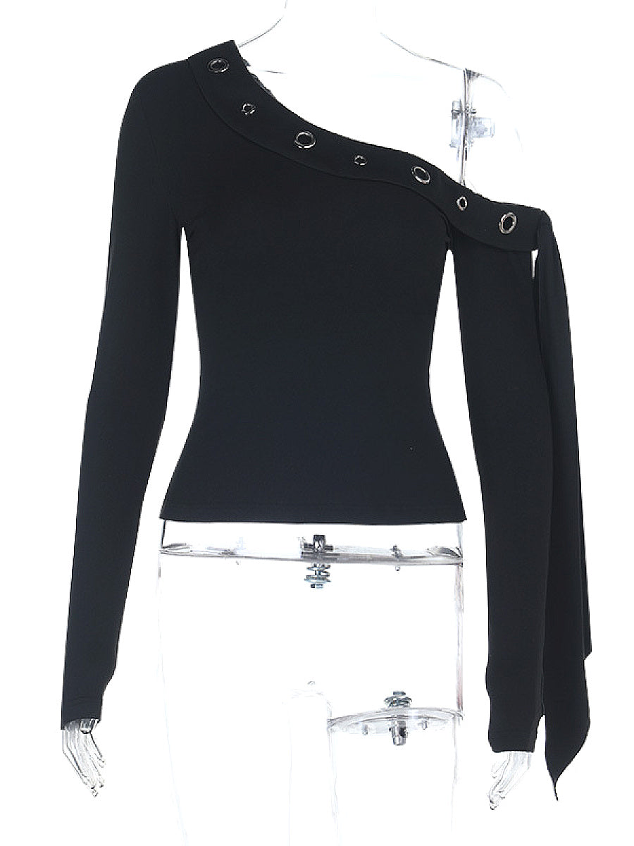 Sexy Asymmetrical Long Sleeve T-Shirt
