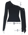 Sexy Asymmetrical Long Sleeve T-Shirt