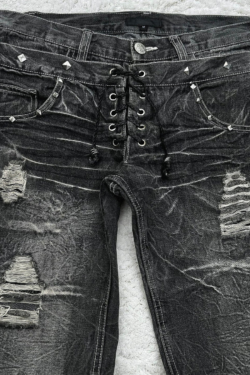 Vintage Y2K High-Waisted Flared Denim Pants